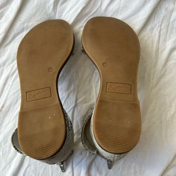 New 💖Seychelles Leather Snake Print Ankle Strap Lofty Sandals - 8.5 - Picture 12 of 12